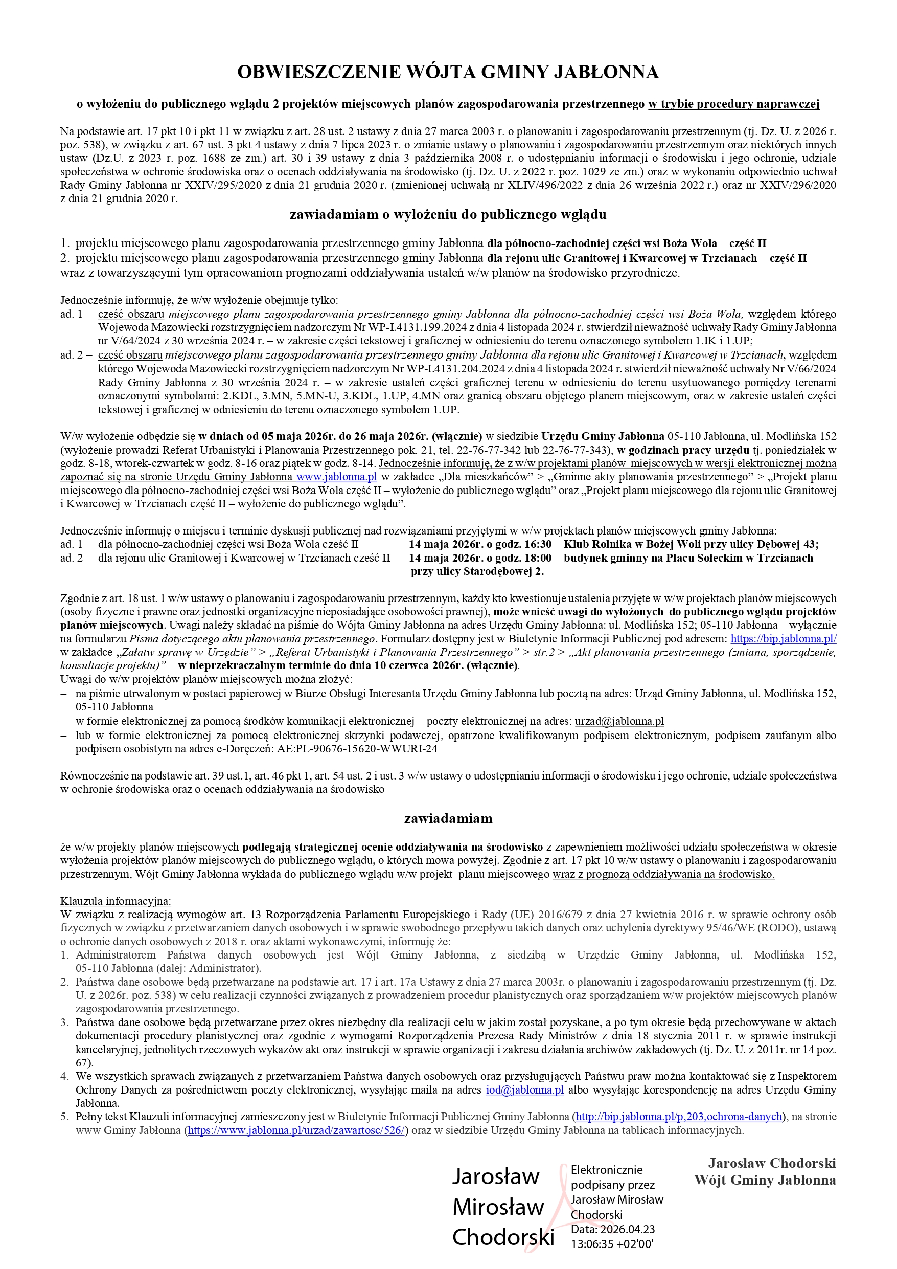 Obwieszczenie o wyłożeniu - procedura naprawcza Boża Wola i Trzciany PODPISANE_page-0001.jpg (2.23 MB)