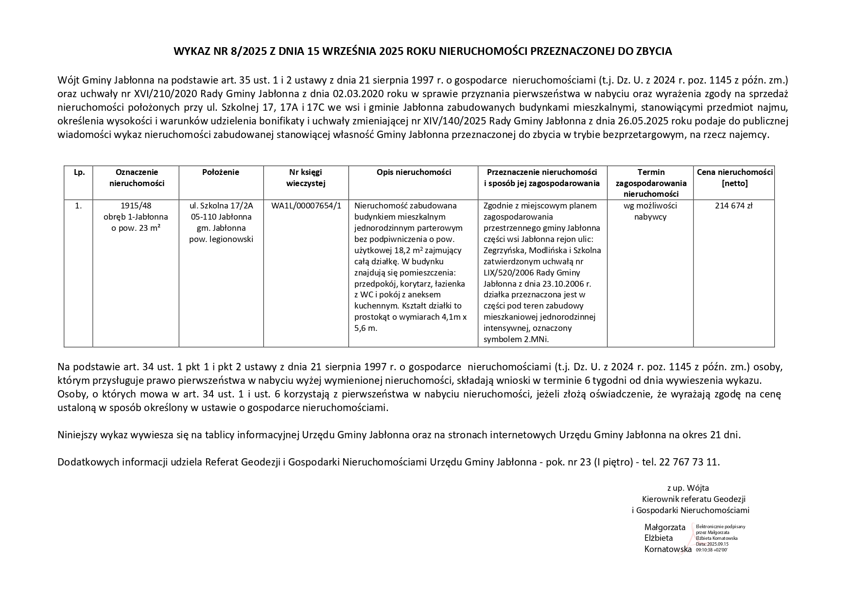 WYKAZ nr 8_2025 nier. dz. 1915_48 Jabłonna Szkolna 17 m. 2A_page-0001.jpg (703 KB)